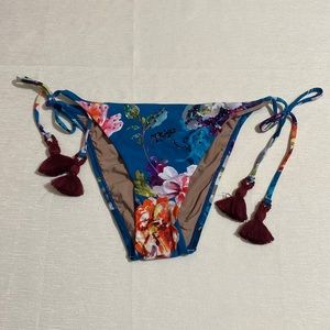 PILYQ Women's Spiritual Bloom Embroidered Tie Teeny Bikini Bottom Size L